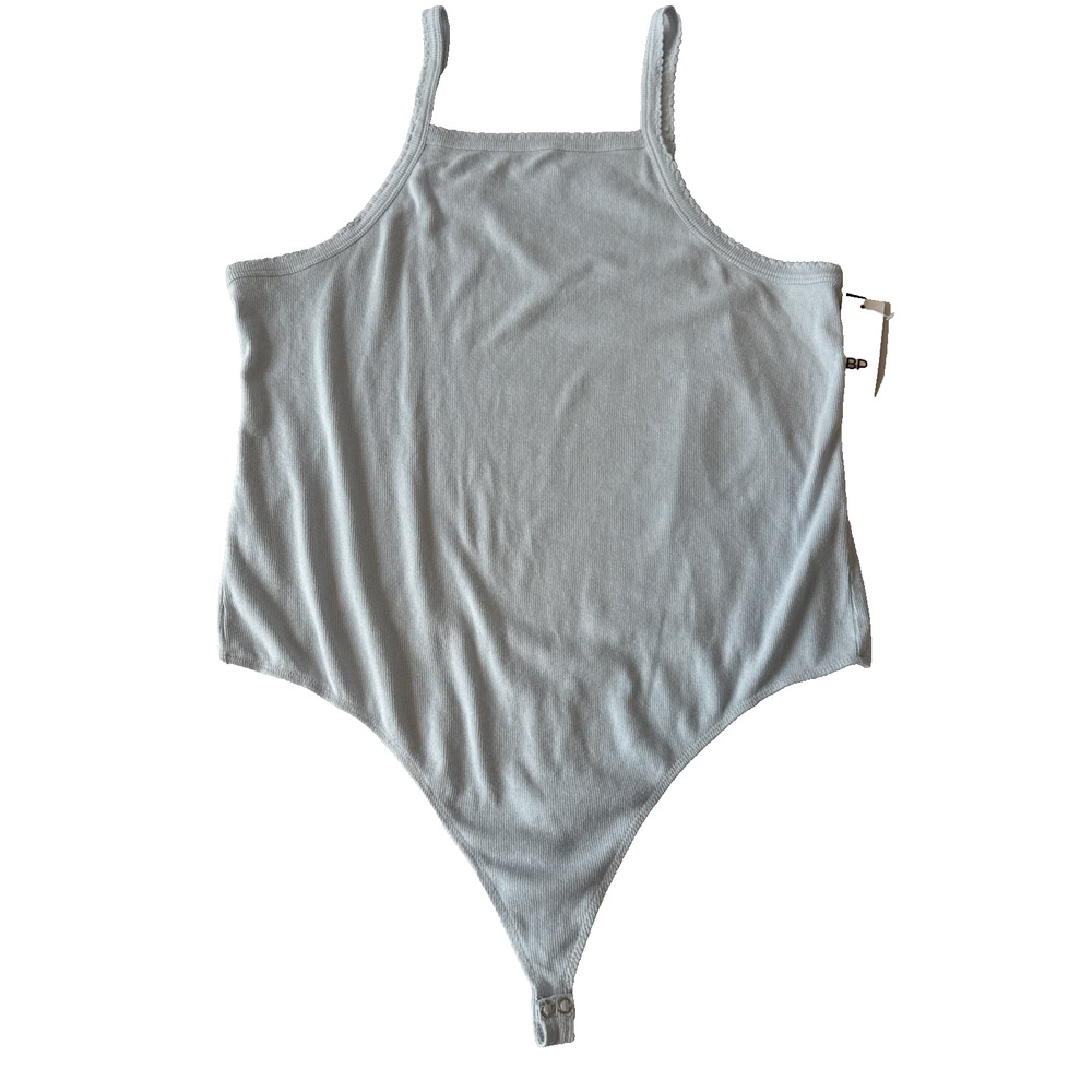 BP NWT Women’s Plus 2X Ribbed Sleeveless Tank Top Thong Bodysuit Pastel Blue